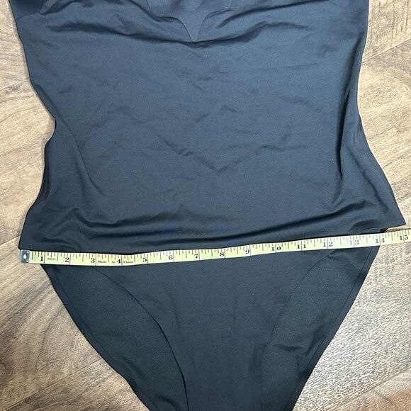 Black Scalloped Swimsuit Cheeky High Cut - Picture 3 of 8
